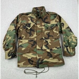 Alpha Industries Military Jacket Mens Small Woodland Camo M65 Field US Army 80s